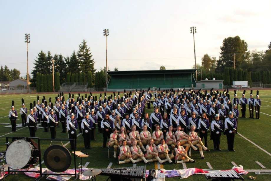 Kamiak High School Show Band Stood In Field for Photo