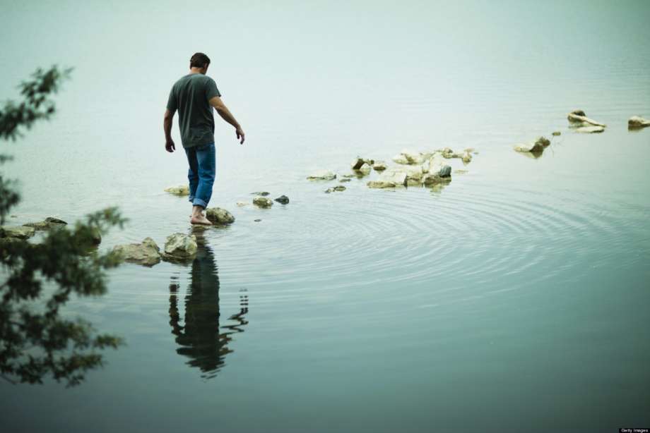 Man on Stepping Stones